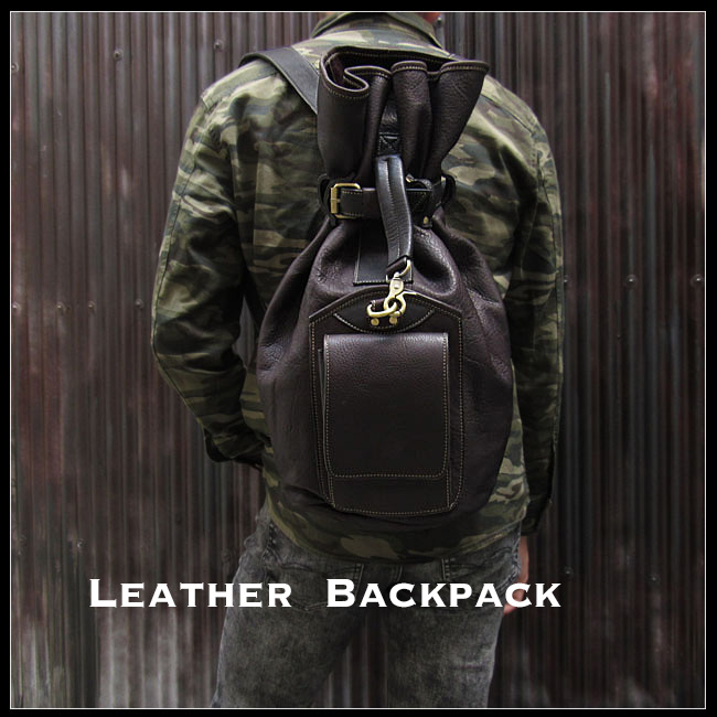 ボディバッグ　巾着型バッグ　ボンサック　リュック　メンズ　レザー／牛革／本革　Leather Backpack Sling Travel Bag  School Gym Bag Rucksack　WILD HEARTS Leather&Silver (ID bb2457t45)