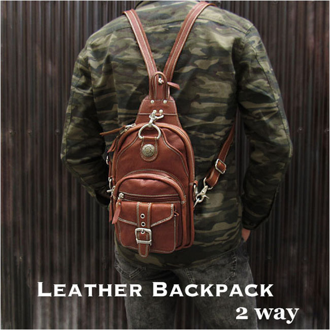 Old Coin COMPANY　牛シボ革　2WAY　リュック　ショルダーバッグ 本革 ボディバッグ リュック 2WAY ワンショルダーバッグ 斜めがけ