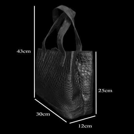 トートバッグ クロコダイル ワニ革 ミニトートバッグ ハンドバッグ ショルダーバッグ 本革 ユニセックス ベリー ブラック/黒 Genuine  Crocodile Skin Leather Mini Tote Bag Unisex Type-G WILD HEARTS