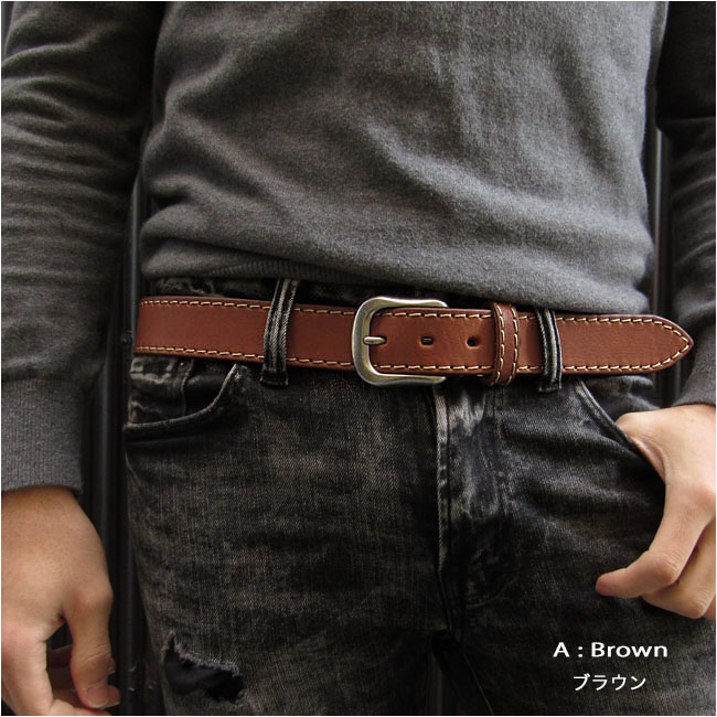 栃木レザー ベルト 本革 メンズ レザーベルト ダークブラウン／ブラウン／ブラック Men's High Quality Genuine  Cowhide Leather Belt WILD HEARTS Leather&Silver(ID lb309t57)