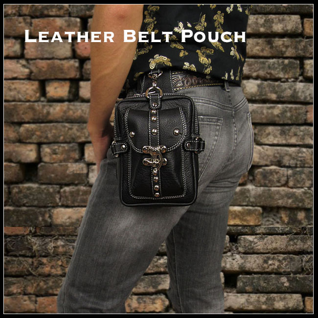 ”genuine,leather,biker,waist,medicine,bag,belt,pouch,holster,belt