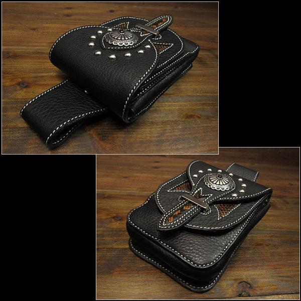 レザー スマホ/アイフォン 8/タバコ/アイコス(IQOS)ケース 牛革 ミニウエスト/ベルトポーチ Genuine Leather iPhone  6,7,8 Case Mini Waist Pouch WILD HEARTS LeatherSilver(ID sc1944r51)