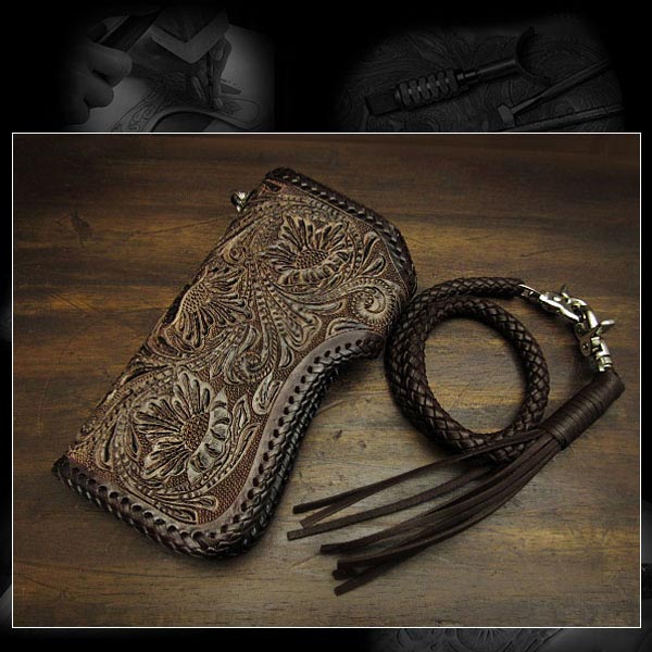 mens,,enuine,leather,biker,wallet,trucker wallet,purse,bi-fold,motorcycle,with chain,ロングウォレット,ライダーズウォレット