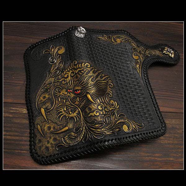 dragon,carved,leather,biker,wallet