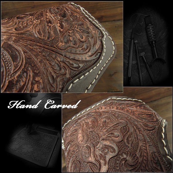 Carved,leather,biker,wallet,mens,harley,style,accessories