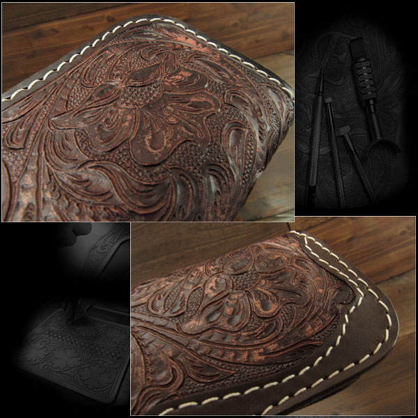 Carved,leather,biker,wallet,mens,harley,style,accessories