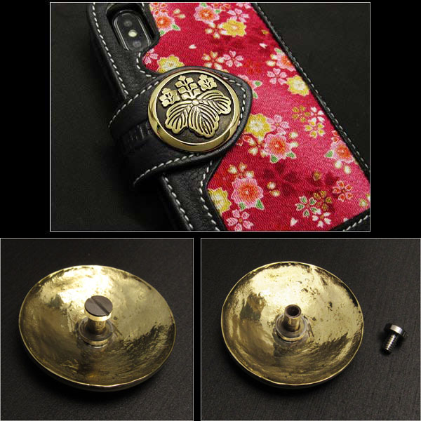 真鍮製家紋コンチョ抱き茗荷大サイズ 家紋コンチョ☆丸に抱き茗荷☆大☆真鍮製 - メルカリ