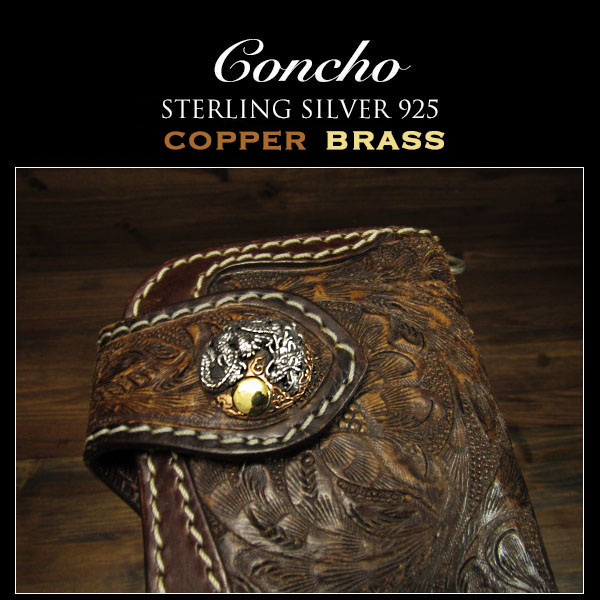 concho,brass,dragon,design,sterling,silver