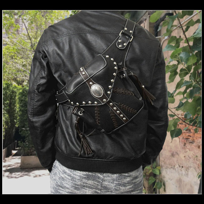 leather,biker,harley,motorcycle,style,belt,pouch,fanny,pack,hip,waist,bag