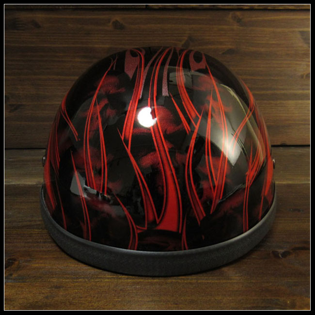 ハーフヘルメット Half Helmet ダックテールヘルメット 装飾用 レッドファイヤー＆スカル WILD HEARTS Leather&Silver (ID hh4127a) ワイルドハーツ