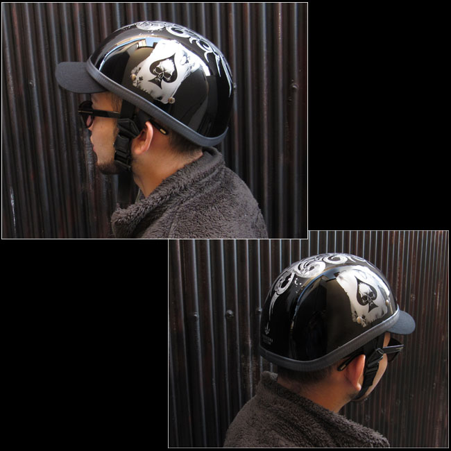 ハーフヘルメット Half Helmet ダックテールヘルメット 装飾用 エースカード＆スカル WILD HEARTS Leather