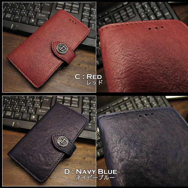 ブラック追加 iPhoneケース ホースレザー スマホケース 手帳型 レザーケース 馬革 7色 コンチョ付き Leather Wallet Card  Holder Cover Flip Case for iPhone Horsehide 7 Colors(ID ip3632)