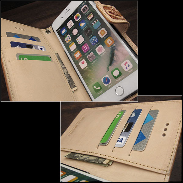 iPhoneケース スマホケース 手帳型 レザーケース ハンドメイド 本革 タン ナチュラル ターコイズ マグネット Genuine Leather  iPhone Flip Case Wallet Cover WILD HEARTS Leather&Silver (ID ip2818r93)
