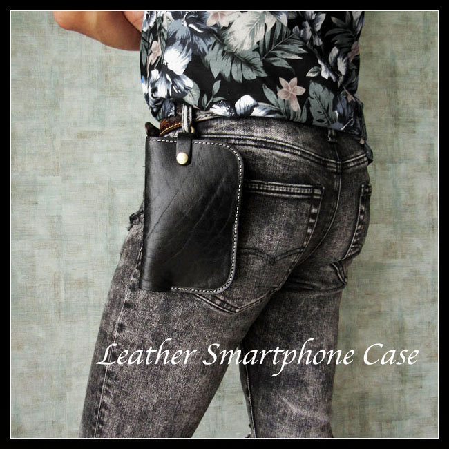 栃木レザー スマホケース iPhoneケース ミニベルトポーチ 本革 Genuine Leather Mini Belt Pouch  Smartphone iPhone Case WILD HEARTS Leather&Silver(ID sc278a2)