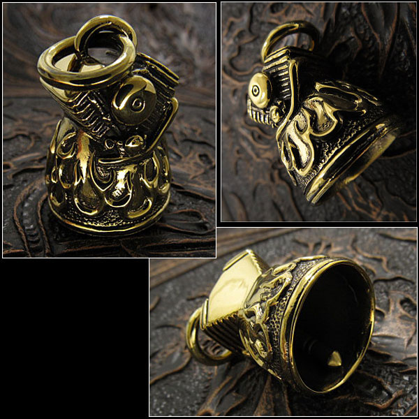 Guardian Bell Harley Accessory Motorcycle Ride Bell Skull Brass Pendant