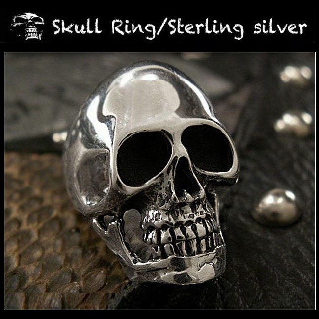 シルバースカルリング 指輪 シルバー925 スカル ドクロ 髑髏 STERLING SILVER RING Gothic Skull Ring  Punk Rock WILD HEARTS(ID trs0193)