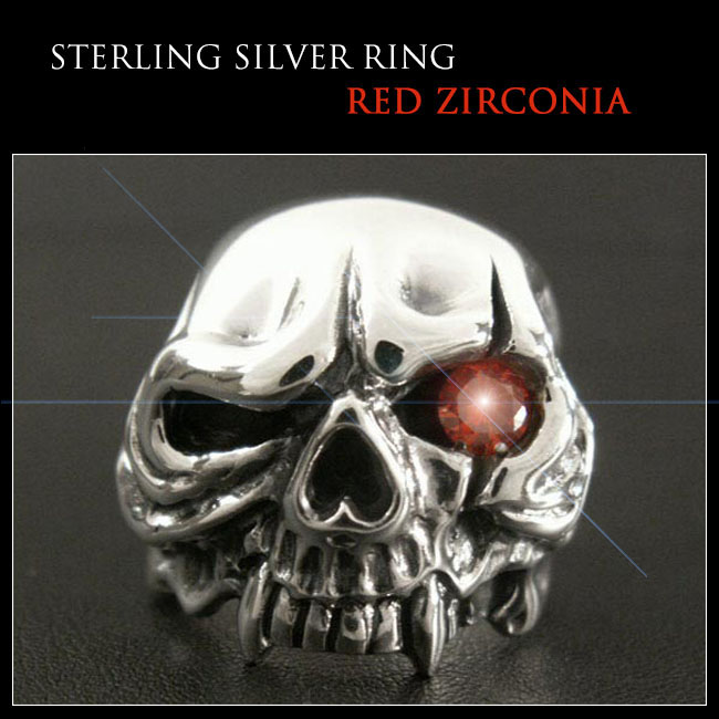 クリックポストのみ送料無料！スカルリング シルバーリング メンズ シルバー925 ドクロ 髑髏 指輪 シルバーアクセサリー Men's Solid  925 Sterling Silver Ring Skull Biker Punk WILD HEARTS LeatherSilver (ID  sr0778r123)