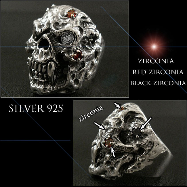 送料無料！メンズアクセサリー シルバー925/silver925 スカルリング メンズリング ごつい ビッグサイズ STERLING SILVER  SKULL RING/Solid Silver 925 WILD HEARTS Leather&Silver (ID sr0788r81)