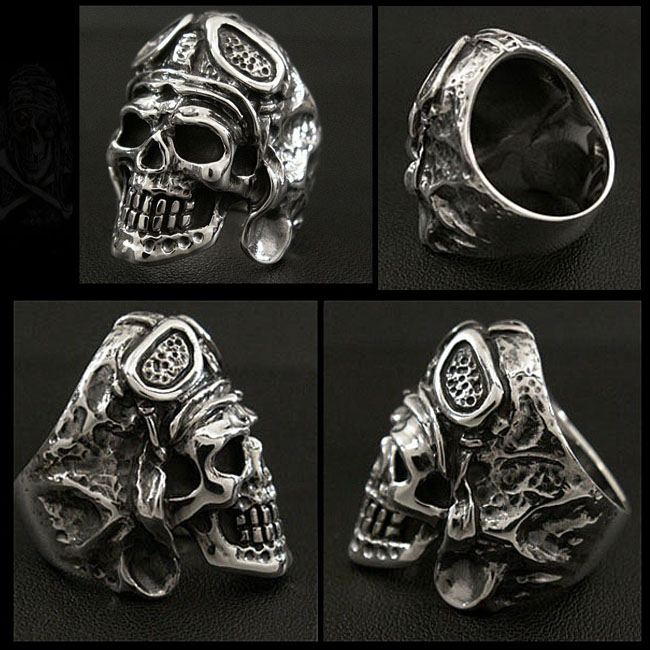 シルバーリング 指輪 シルバー925 髑髏 スカル キースリング STERLING SILVER RING Solid Silver Ring  skull WILD HEARTS Leather&Silver (ID sr0780r321)