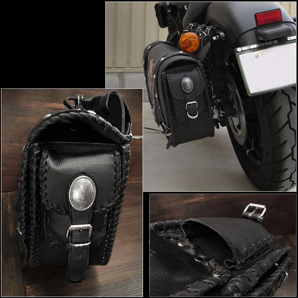 バイク　サドルバッグ　スカル　ドクロ　カービング　ハーレー　カスタム Skull Carved Leather Single Saddlebag  Harley-Davidson Sportster iron 883/Forty-Eight Motorcycle WILD HEARTS 