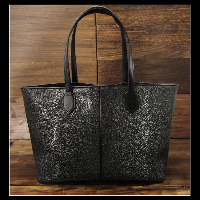 スティングレイ　エイ革　トートバッグ　ショルダーバッグ　　ガルーシャ　レザー　本革　男女兼用　Stingray Genuine Leather  Cowhide Tote Bag Shoulder Bag Unisex WILD HEARTS Leather&Silver (ID tb2498)