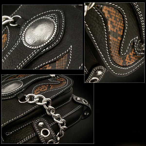 ウエストポーチ ヒップバッグ ウエストバッグ 本革/レザー Custom Handmade Genuine/Cow Leather Waist  pouch Belt Loop Pouch Hip Pouch Medicine Bag WILD HEARTS Leather&Silver (ID  ...
