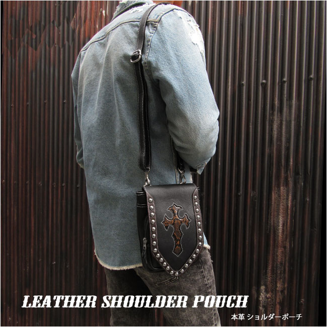 ３WAY　ベルトポーチ　ウエストポーチ／シザーバッグ　　ショルダーバッグ　レザー　本革 Genuine Leather Waist Pouch  Purse Belt Pouch Shoulder bag Travel Bag WILD HEARTS Leather&Silver(ID ...