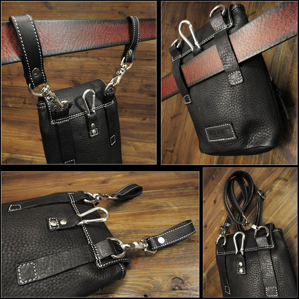 ３WAY ベルトポーチ ウエストポーチ／シザーバッグ ショルダーバッグ レザー 本革 Genuine Leather Waist Pouch  Purse Belt Pouch Shoulder bag Travel Bag WILD HEARTS LeatherSilver(ID  wp0854r58)