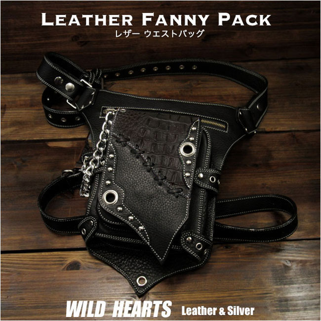 ”leather,fanny,pack,hip,bag,biker,harleydavidson,wild,style”