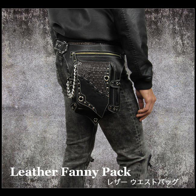 ”leather,fanny,pack,hip,bag,biker,harleydavidson,wild,style”