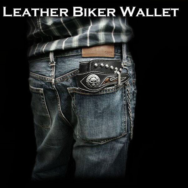 leather biker wallet wild hearts