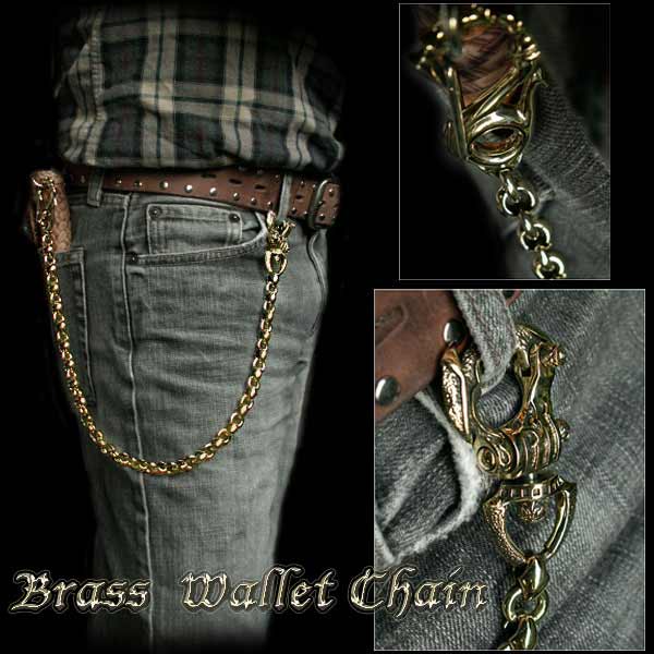 ウォレットチェーン 真鍮 メンズアクセサリー 財布 小物 ファッション Brass Chain Key Chain Biker Trucker Jean Wild Hearts Leather Silver