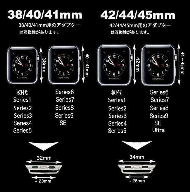 Apple Watch 38/40/41mm,42/44/45mm 用 取り付け金具 アップルウォッチ用 交換用 金具 バンドアダプター ゴールド /シルバー/ブラック/ローズゴールド (ID ba1r9)